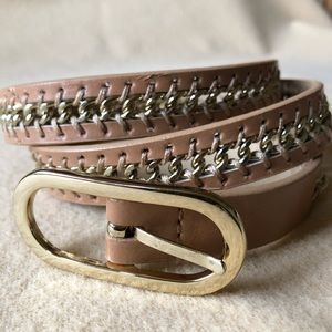 Nine West Belt-Faux Leather and Chain-Tan/Gold-M